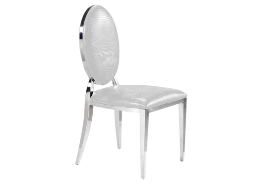 Lot de 4 chaises médaillon croco blanc et argent | Iris
