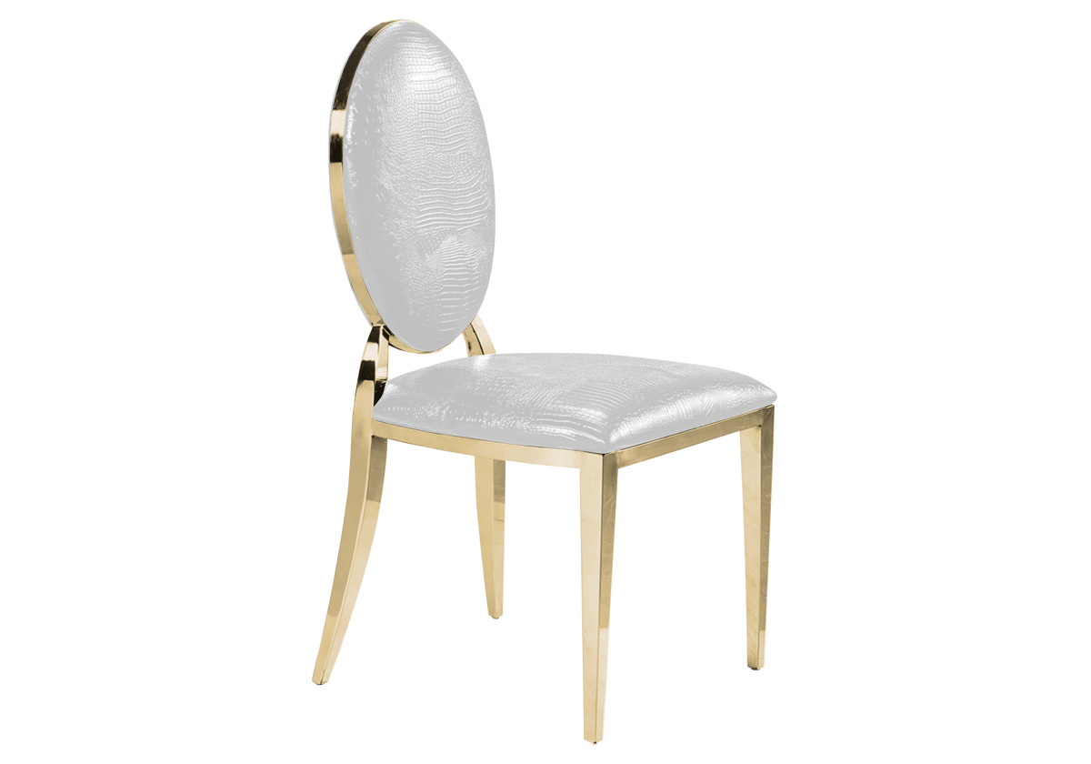 Lot de 4 chaises médaillon croco blanc et doré | Iris