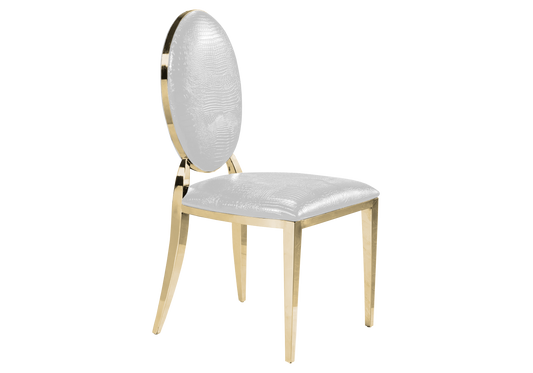 Lot de 4 chaises médaillon croco blanc et doré | Iris