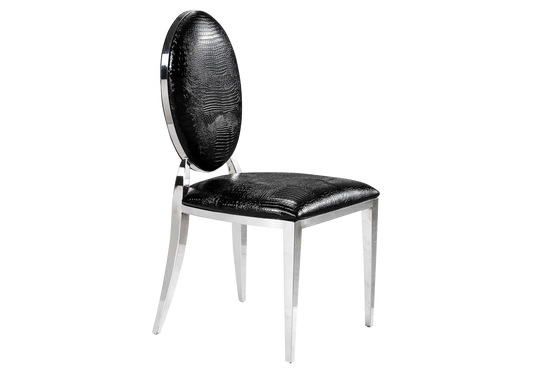 Lot de 4 chaises médaillon croco noir et argent | Iris