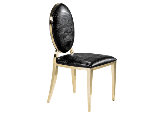 Lot de 4 chaises médaillon croco noir et doré | Iris