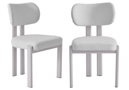 4 chaises de salle à manger bouclées et travertin | Zorix