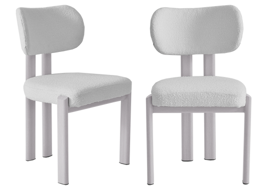4 chaises de salle à manger bouclées et travertin | Zorix