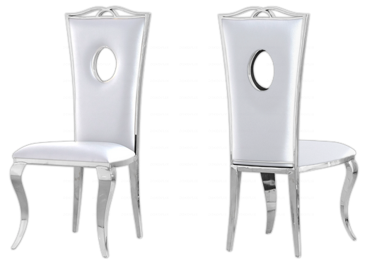 Lot de 4 chaises médaillon baroques argent et blanc | Kivo