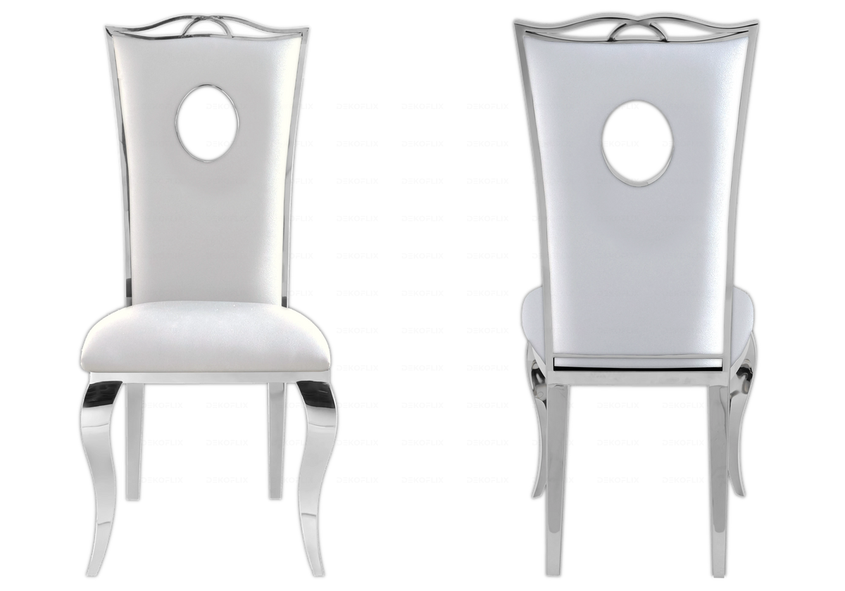 Lot de 4 chaises médaillon baroques argent et blanc | Kivo