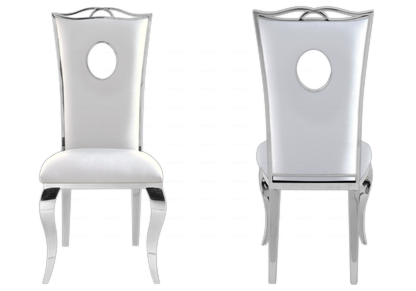 Lot de 4 chaises médaillon baroques argent et blanc | Kivo