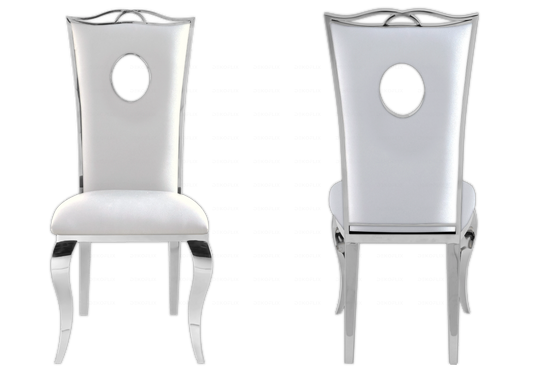 Lot de 4 chaises médaillon baroques argent et blanc | Kivo