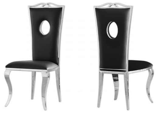 Lot de 4 chaises médaillon baroques noires et argent | Kivo