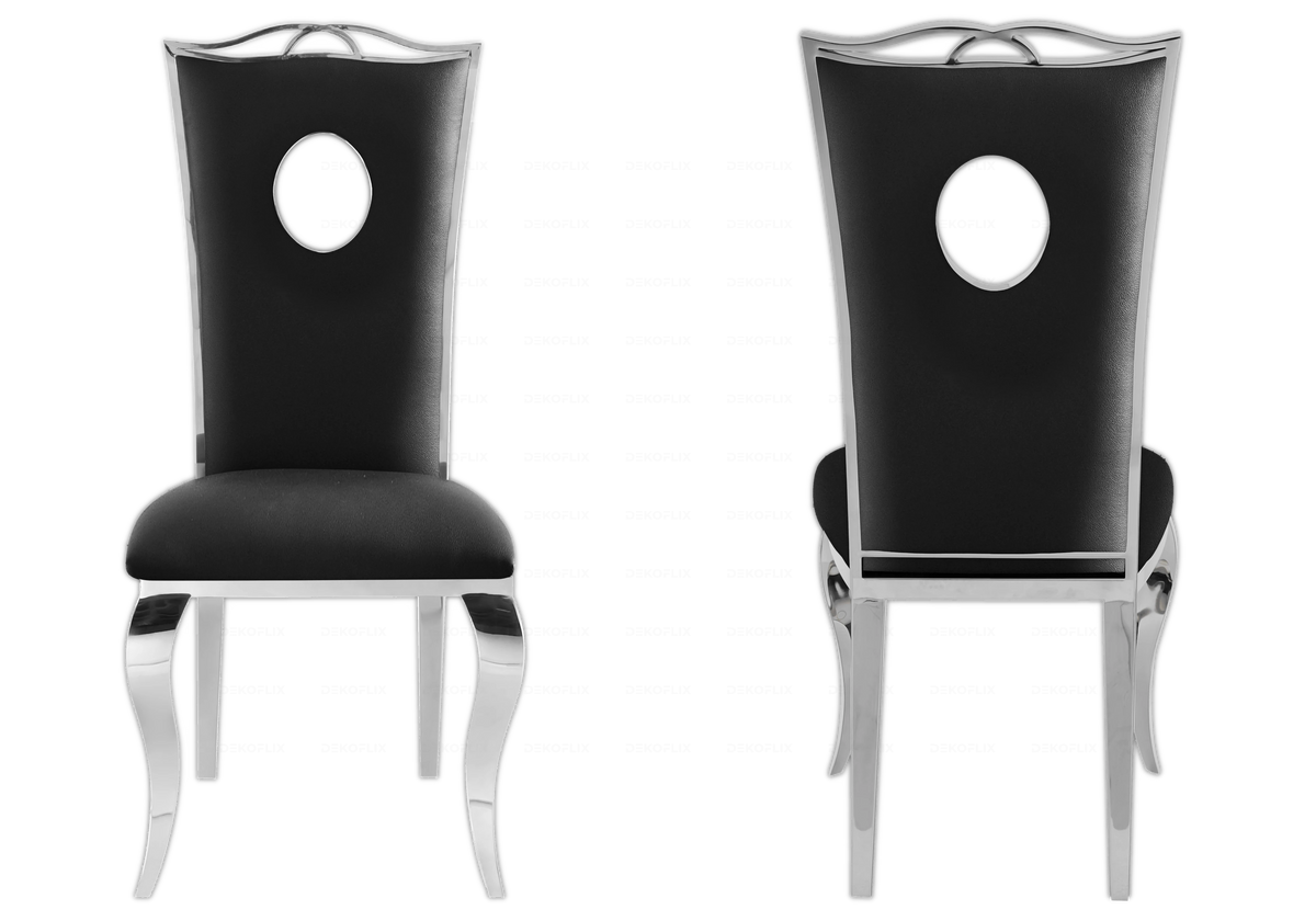 Lot de 4 chaises médaillon baroques noires et argent | Kivo
