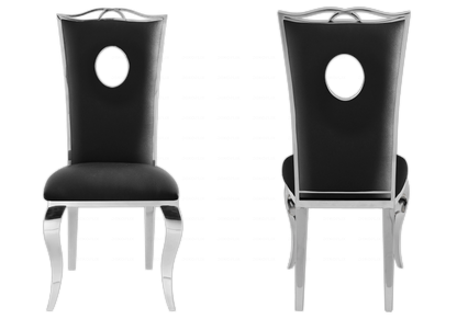 Lot de 4 chaises médaillon baroques noires et argent | Kivo