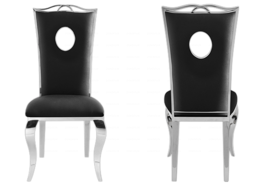 Lot de 4 chaises médaillon baroques noires et argent | Kivo