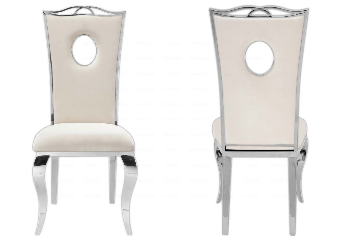 Lot de 4 chaises médaillon baroque beige | Kivo