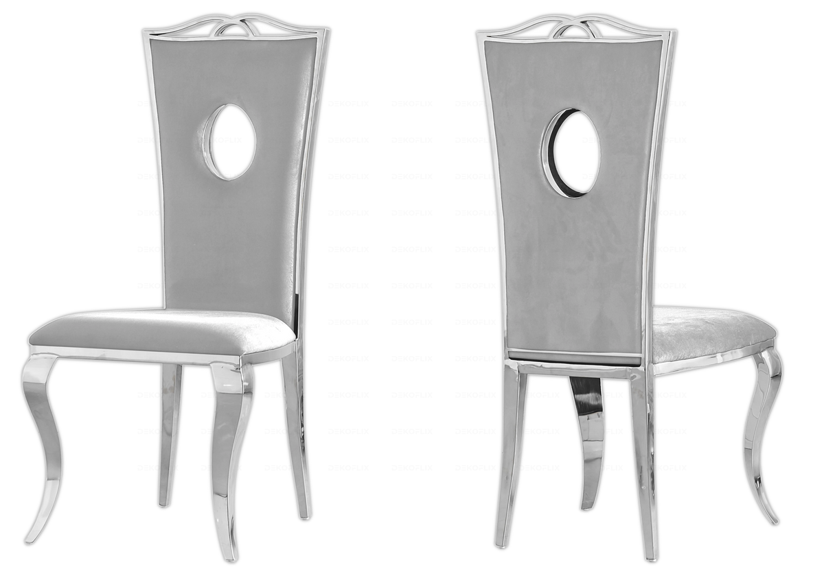 Lot de 4 chaises médaillon baroque en gris | Kivo