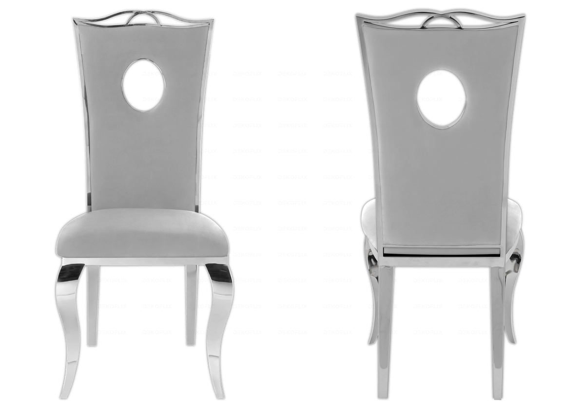 Lot de 4 chaises médaillon baroque en gris | Kivo