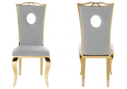 4 chaises médaillon baroque dorées en gris | Kivo