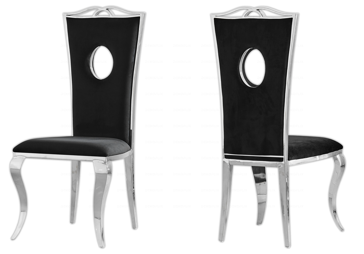 Lot de 4 chaises médaillon baroque en noir | Kivo