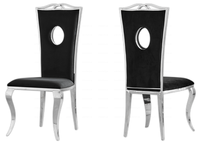 Lot de 4 chaises médaillon baroque en noir | Kivo