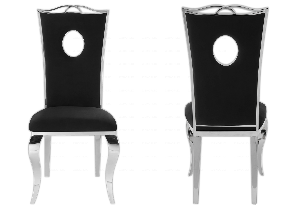 Lot de 4 chaises médaillon baroque en noir | Kivo