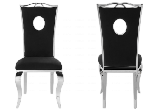 Lot de 4 chaises médaillon baroque en noir | Kivo