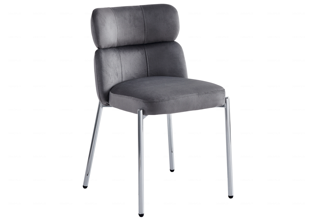 Lot de 4 chaises en gris et métal chromé | Vexta