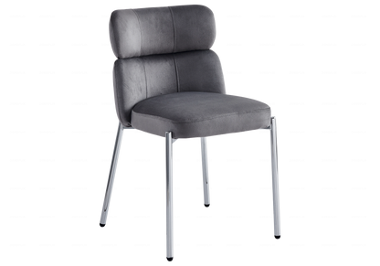 Lot de 4 chaises en gris et métal chromé | Vexta
