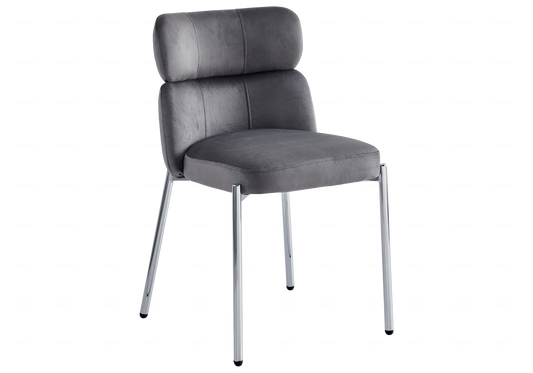 Lot de 4 chaises en gris et métal chromé | Vexta
