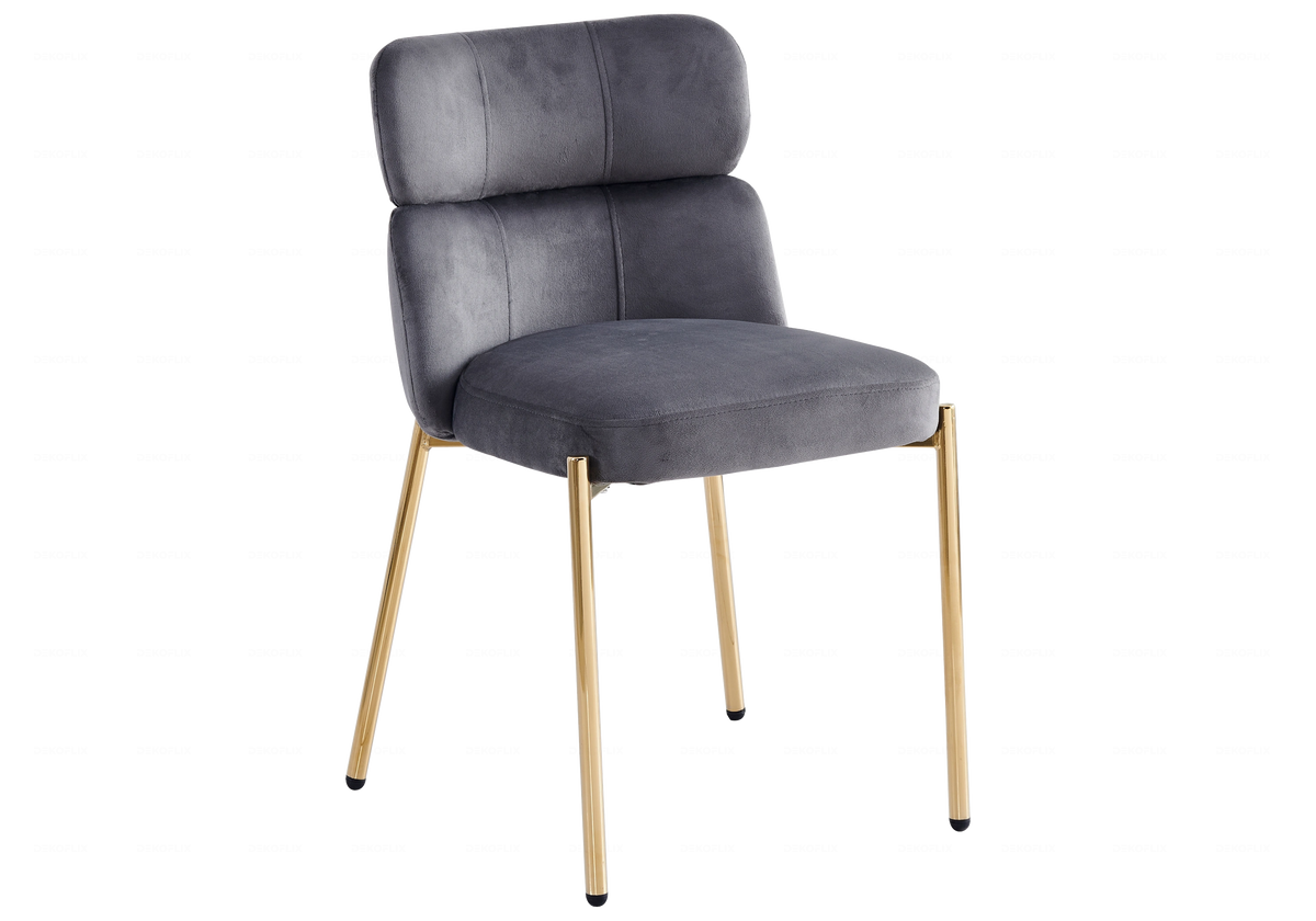 Lot de 4 chaises en gris et pieds dorés | Vexta
