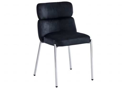 Lot de 4 chaises en noir et pieds argent | Vexta