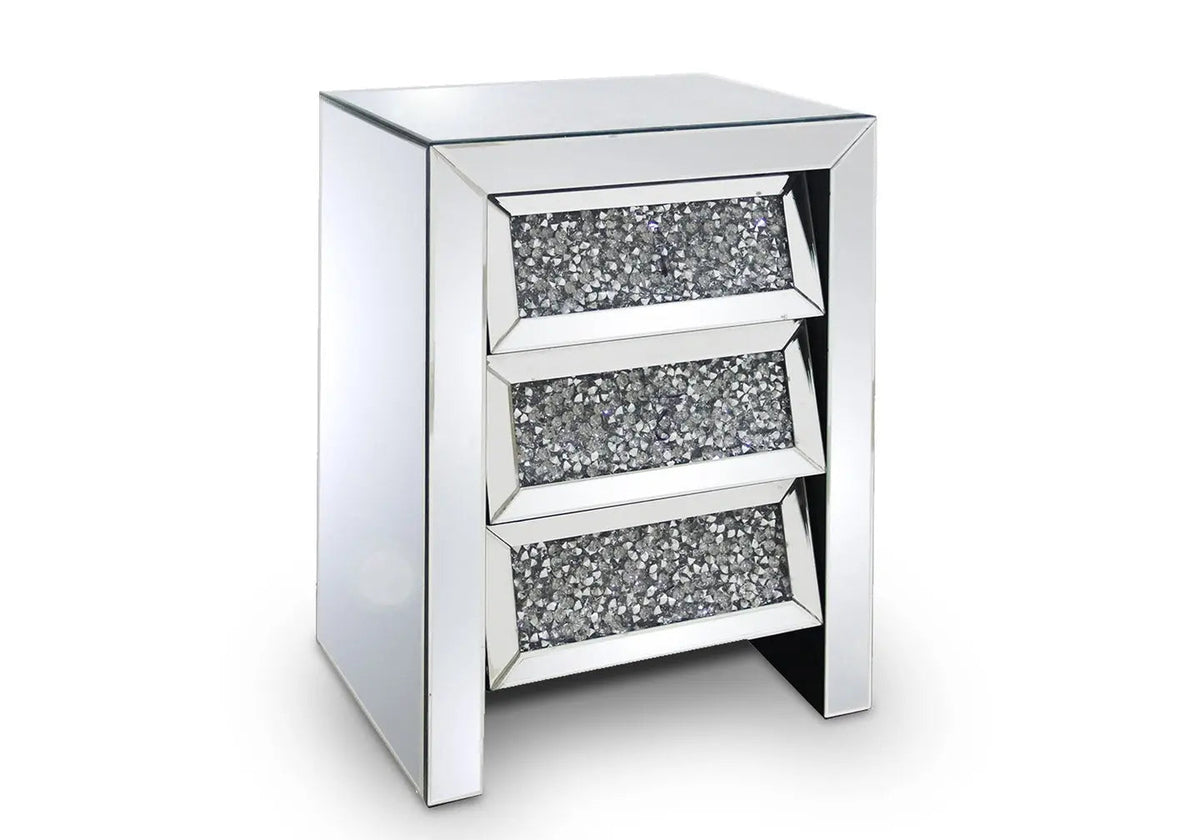 Table de chevet en miroir au design diamant | Solen