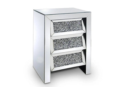 Table de chevet en miroir au design diamant | Solen