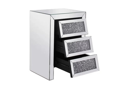 Table de chevet en miroir au design diamant | Solen