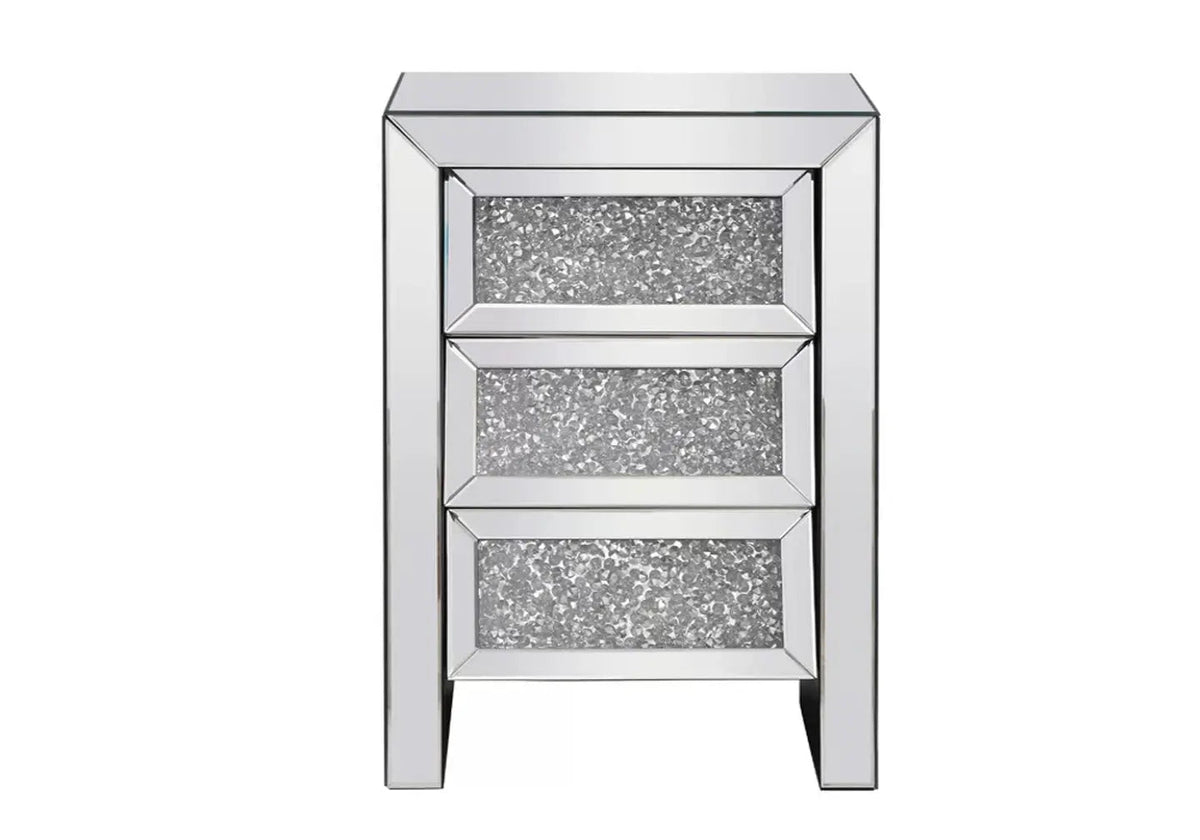 Table de chevet en miroir au design diamant | Solen