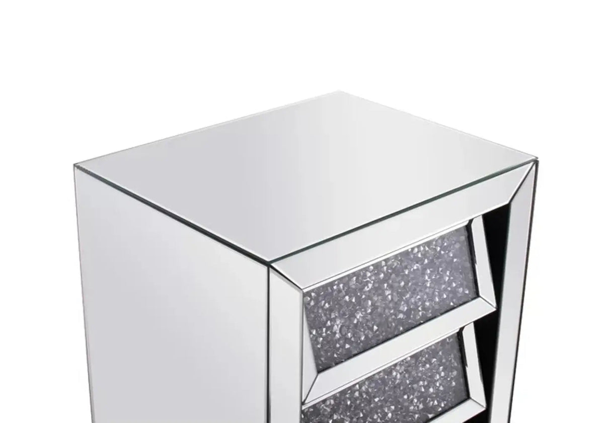 Table de chevet en miroir au design diamant | Solen