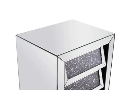 Table de chevet en miroir au design diamant | Solen