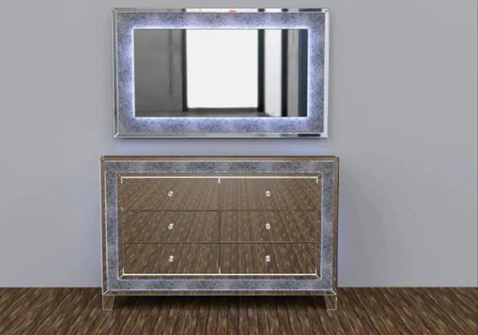 Commode coiffeuse miroir avec led et cristaux | Solen