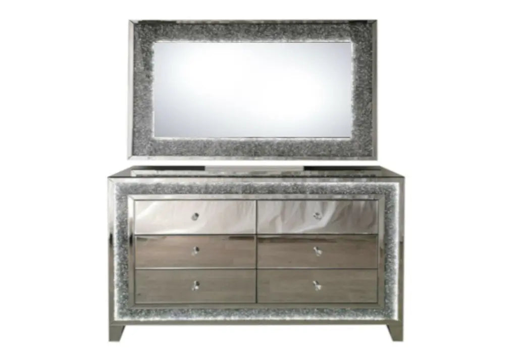 Commode coiffeuse miroir avec led et cristaux | Solen