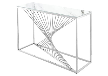 Console design acier argenté et marbre blanc | Cael