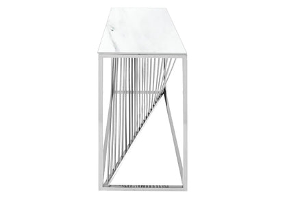Console design acier argenté et marbre blanc | Cael
