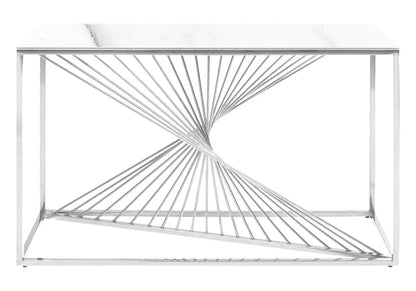 Console design acier argenté et marbre blanc | Cael