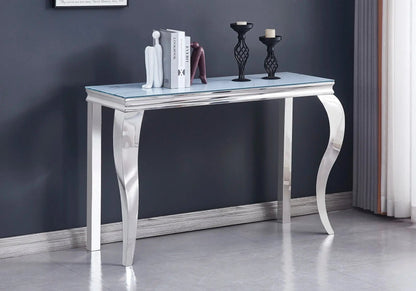 Console d'entrée argentée effet marbre blanc | Solix