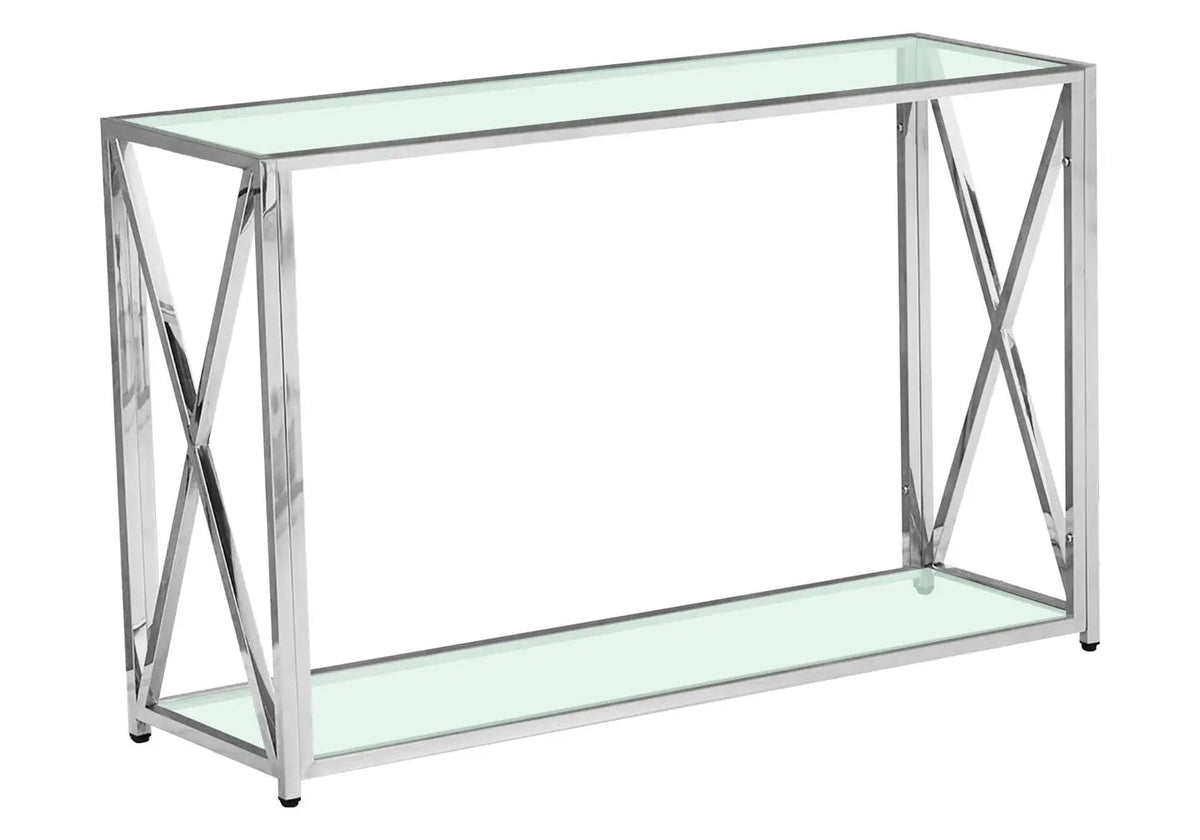 Console design verre trempé et acier argenté | Nexa