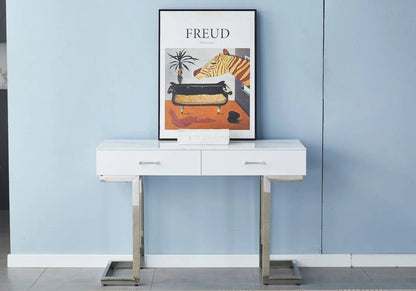 Console coiffeuse d'entrée moderne marbre blanc | Vexta