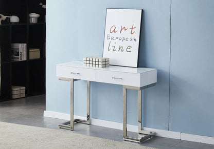 Console coiffeuse d'entrée moderne marbre blanc | Vexta