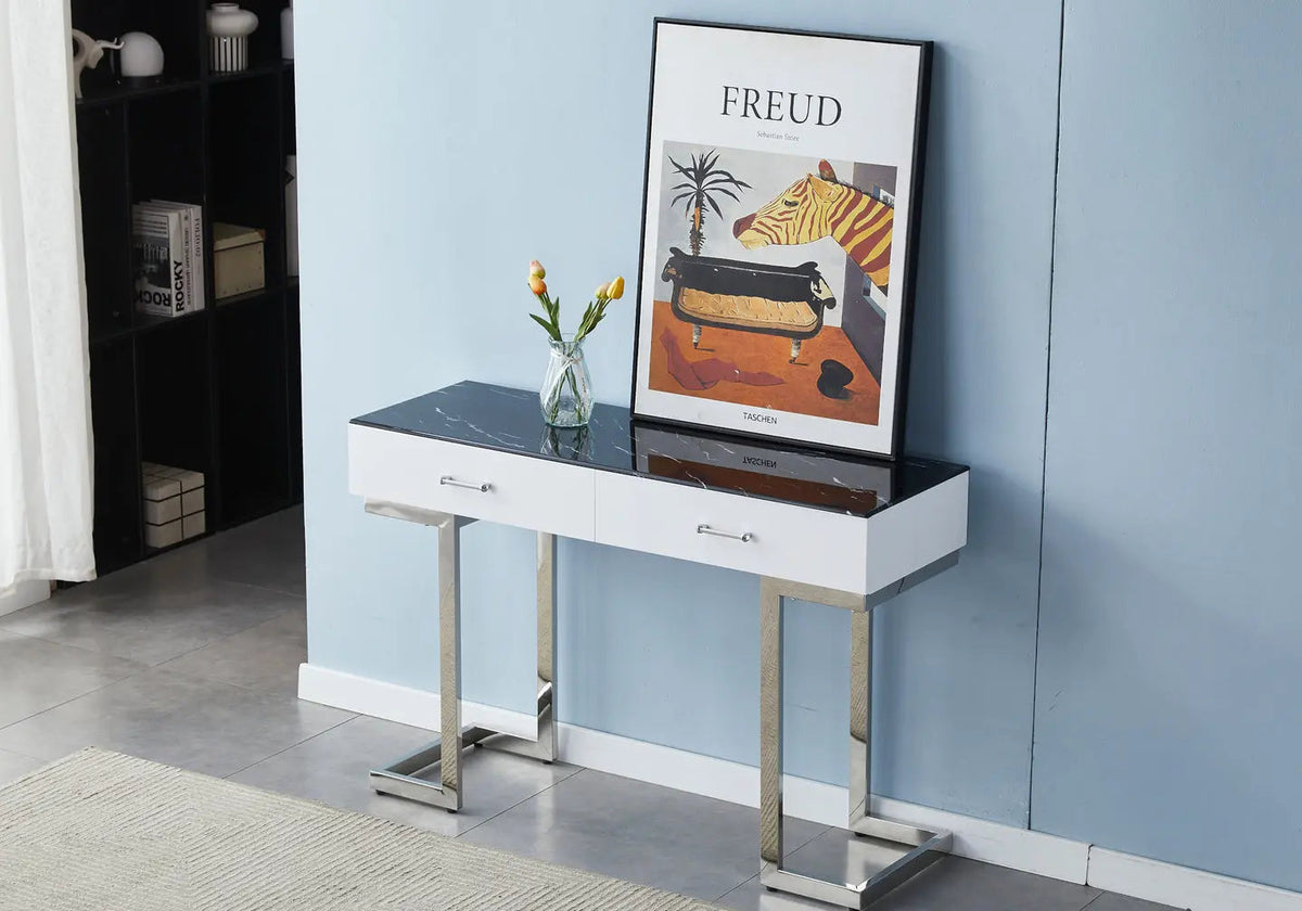 Console coiffeuse marbre noir pour l'entrée | Vexta
