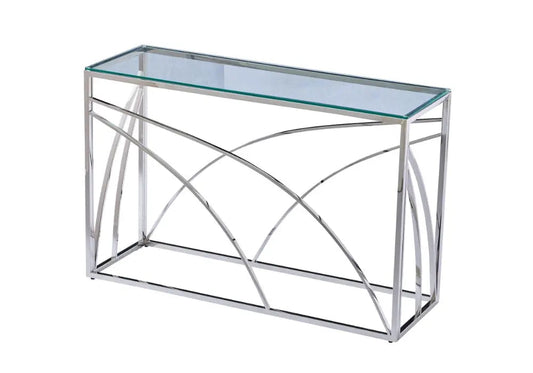 Console design verre transparent et argent | Nyro
