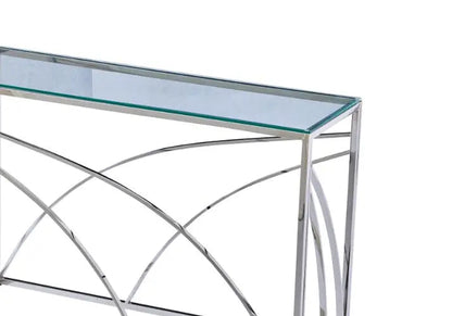 Console design verre transparent et argent | Nyro