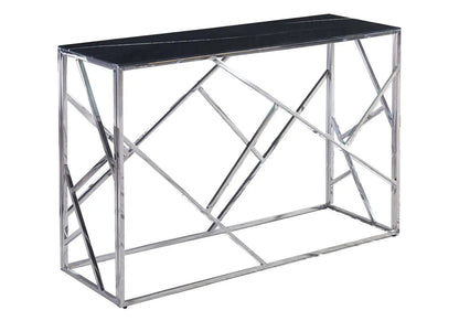 Console design acier chromé et marbre noir | Zenvia
