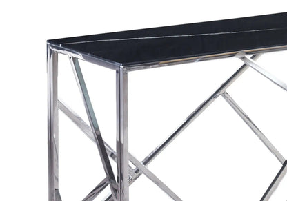Console design acier chromé et marbre noir | Zenvia