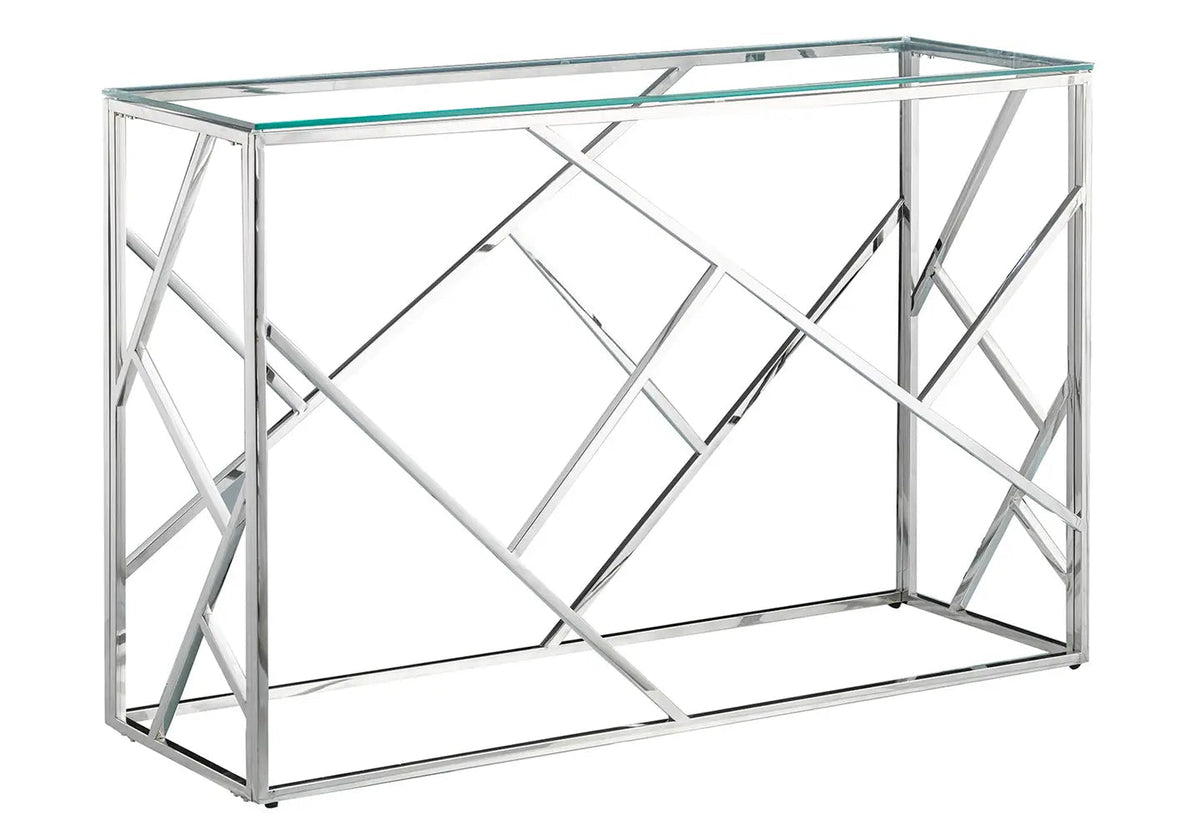 Console design en métal chromé et verre trempé | Zenvia