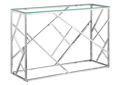 Console design en métal chromé et verre trempé | Zenvia